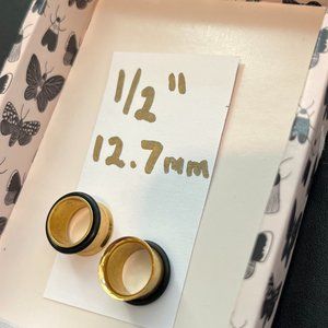 Single Flared gold eyelets, plugs gauges 1/2 12.7mm, $10 when bundled